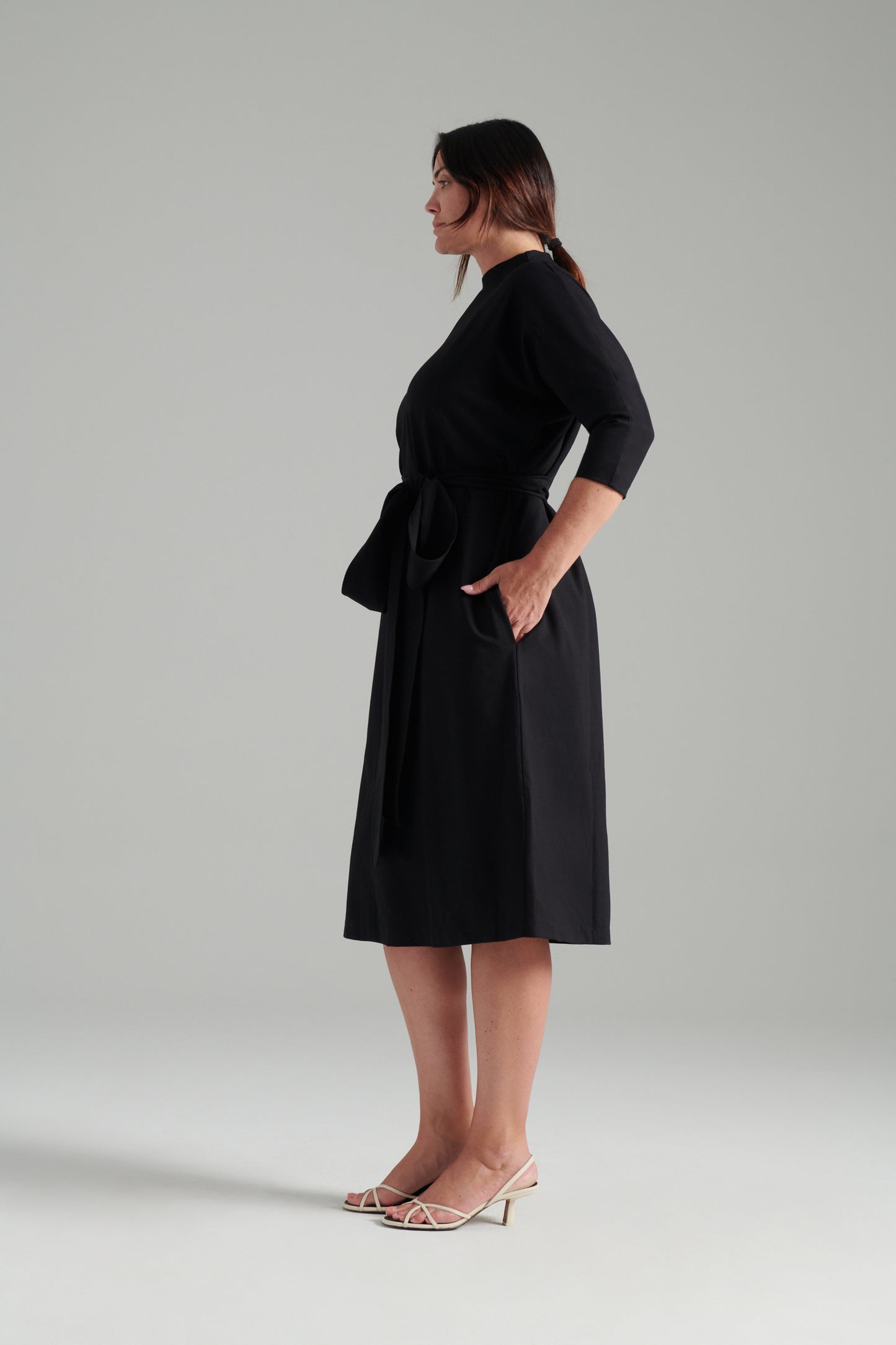 Black | Janice funnel dress | side