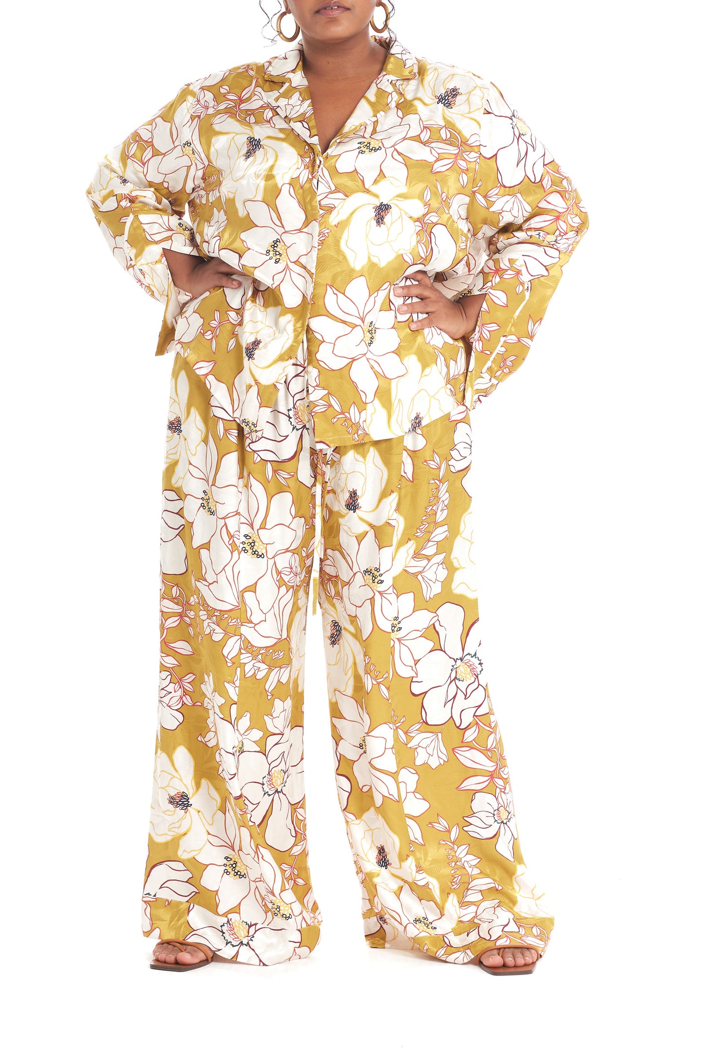 Ochre multi | Pajama Shirt - Front View