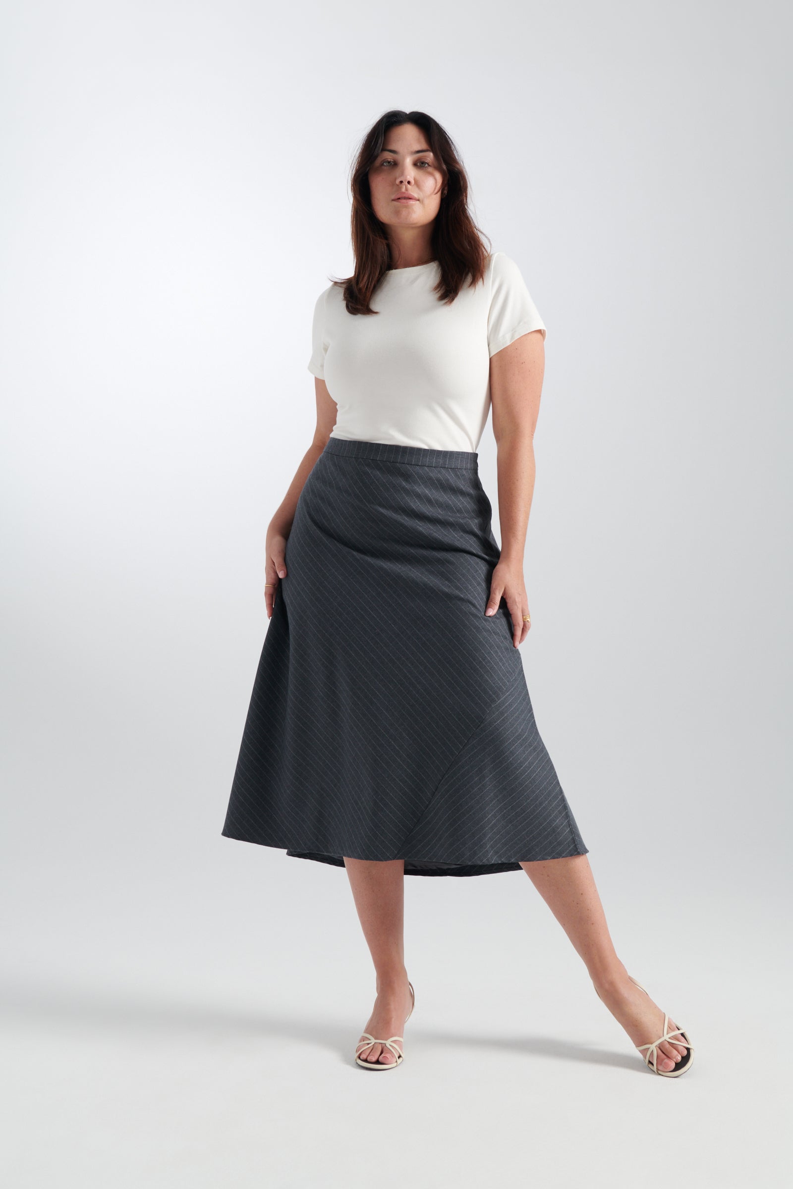 Gray | Chase pinstripe skirt | front