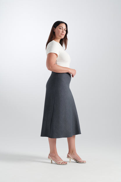 Gray | Chase pinstripe skirt | side