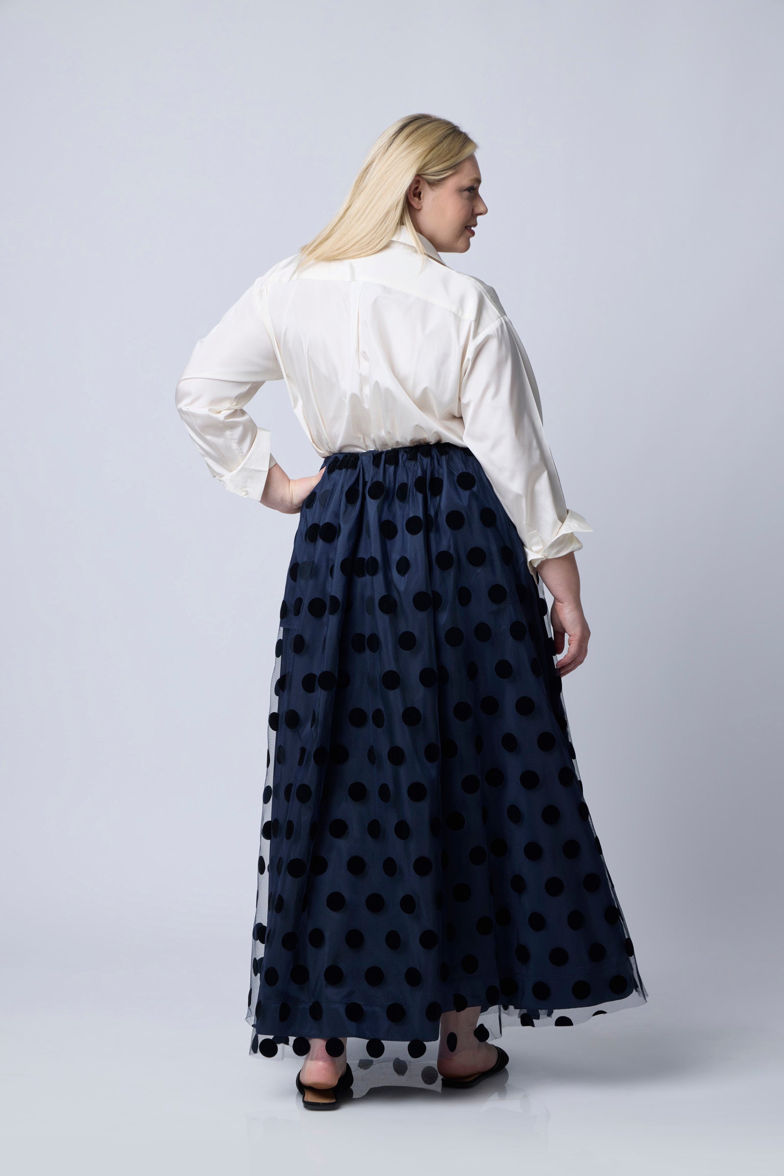 Navy | Ingrid Maxi Ballgown Skirt with Overlay | back