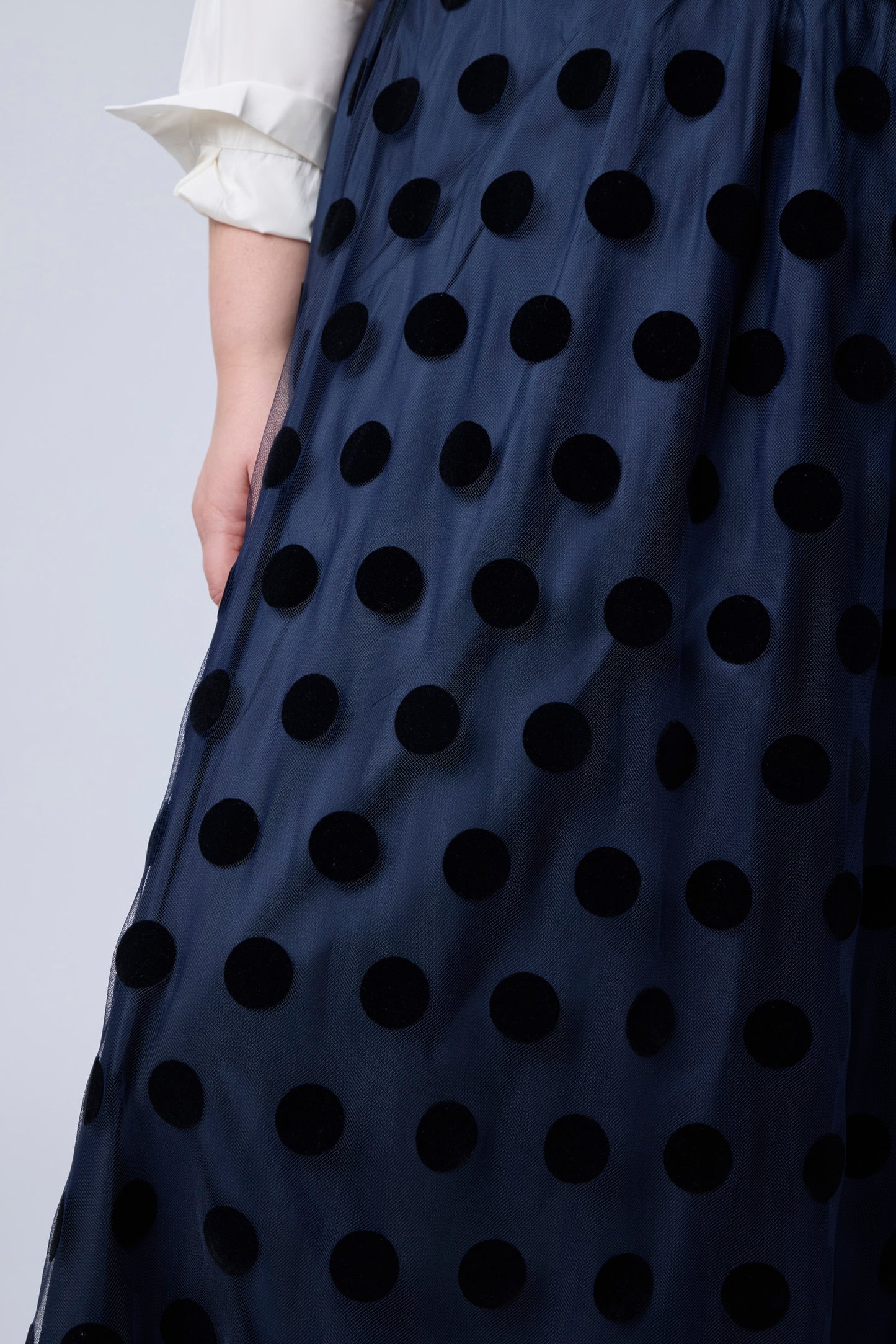 Navy | Ingrid Maxi Ballgown Skirt with Overlay | detail