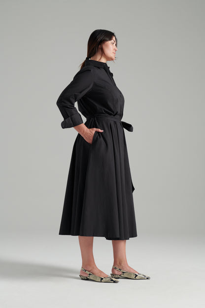 Black | Poplin shirtdress | side