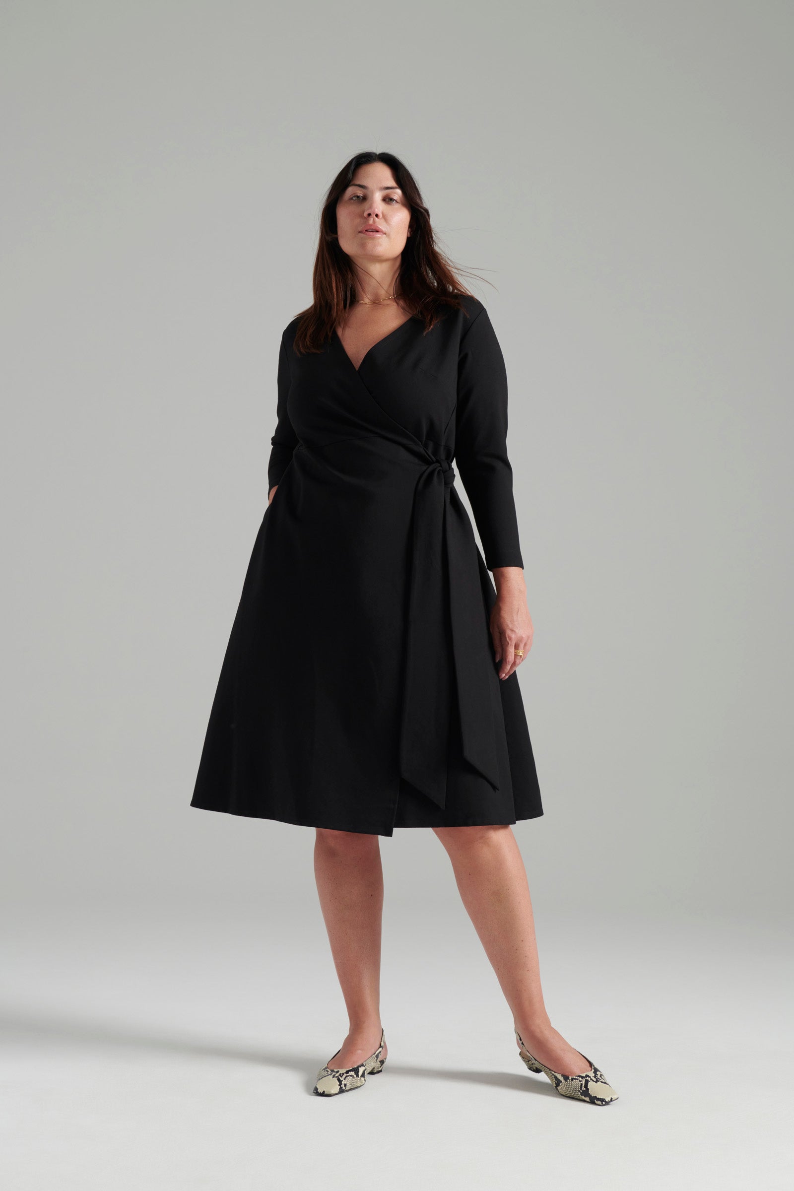 Black | Belinda wrap dress | front