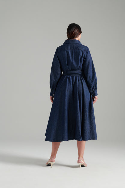 Medium Wash | Oli denim shirtdress | back