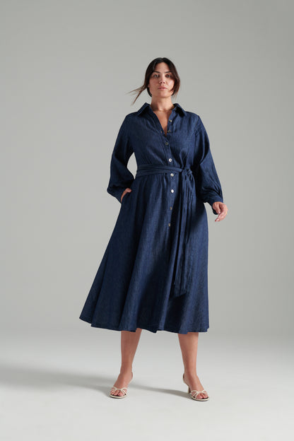 Medium Wash | Oli denim shirtdress | front