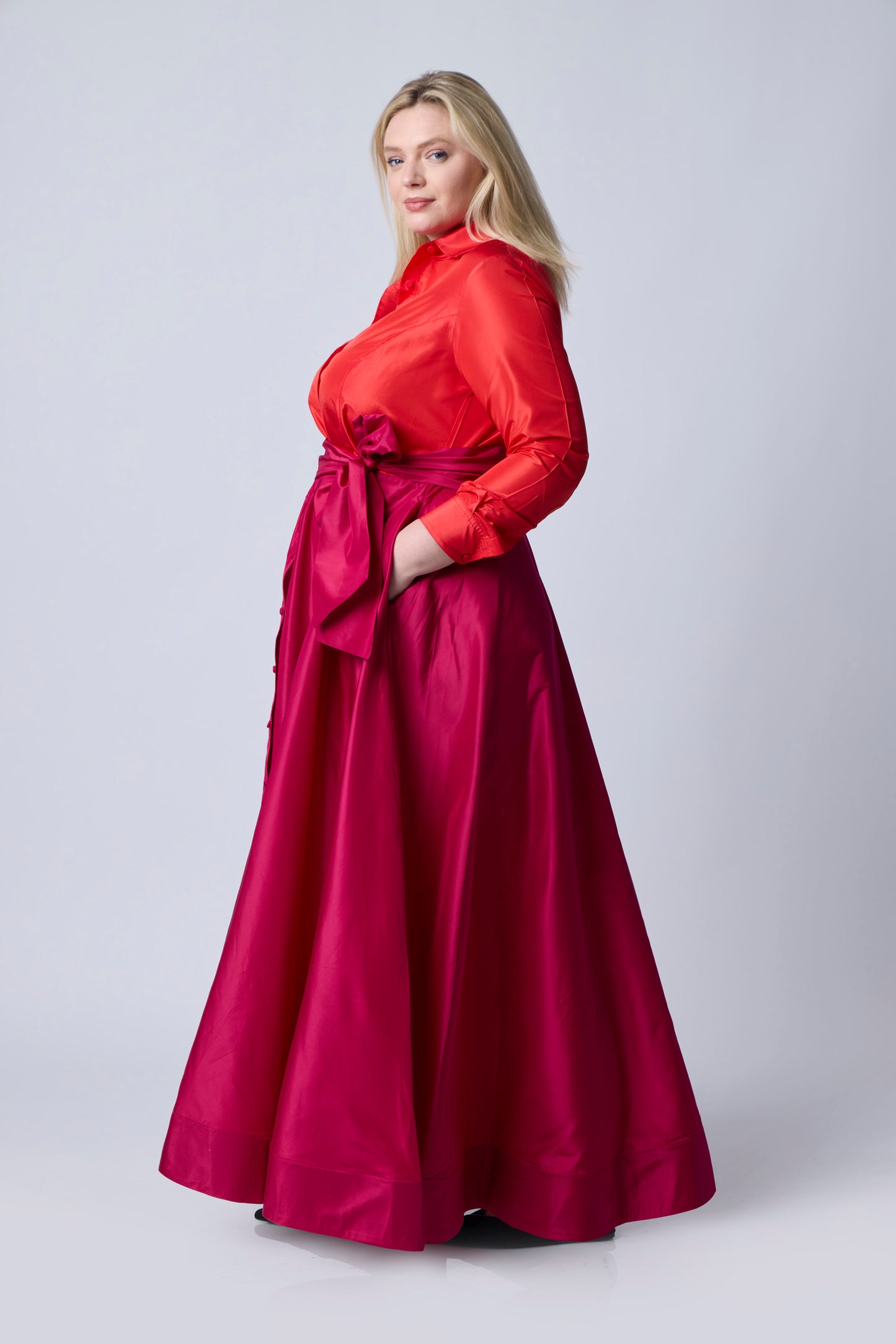 Blood Orange | Tace Silk Taffeta Duo Ballgown | side