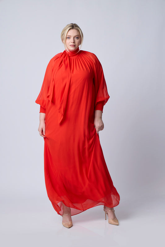 Flame Red | Roxy Silk Chiffon Gown | front