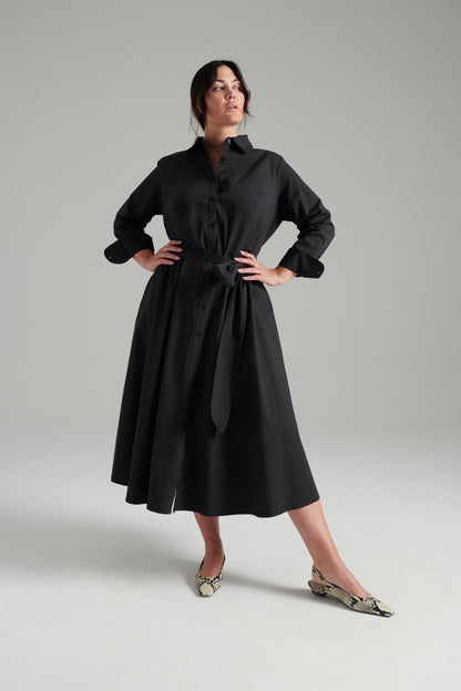 Black | Poplin shirtdress | alt1