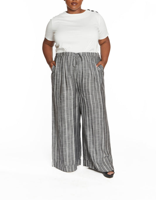 Gray Multi | Andy Striped Wide Leg Pants | front