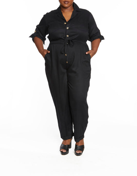 Black | Jumpsuit in black-front view