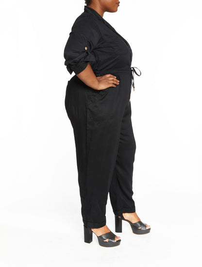 Black | Jumpsuit in black-side view