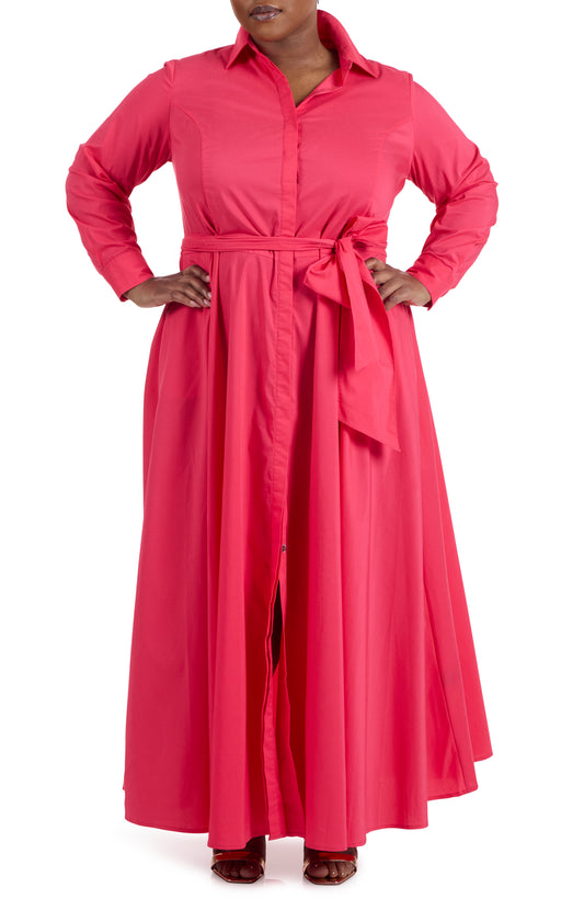 Watermelon | Poplin Maxi Shirtdress | front