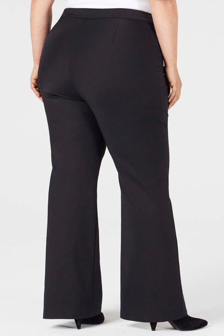 Black | Celene Flare Pants - Shape B - Rear View | Model is a Pari Passu Fit B4