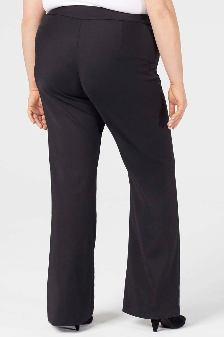 Black | Celene Flare Pants - Shape C - Rear View | Model is a Pari Passu Fit C4