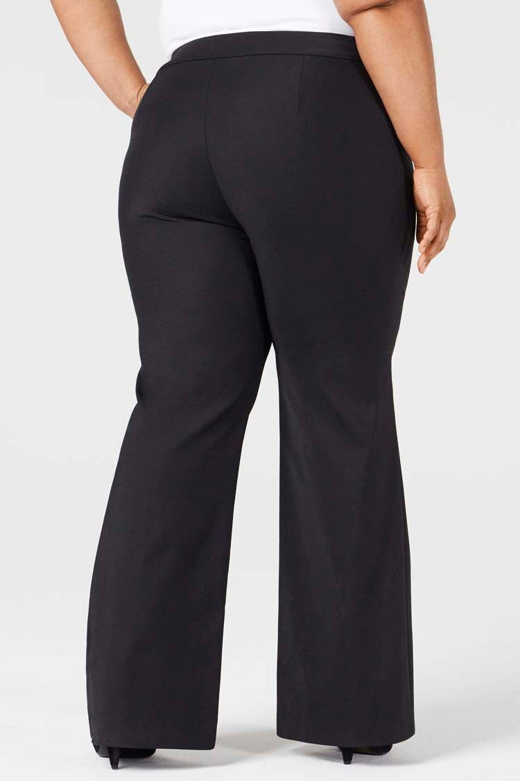 Black | Celene Flare Pants - Shape D - Rear View | Model is a Pari Passu Fit D4