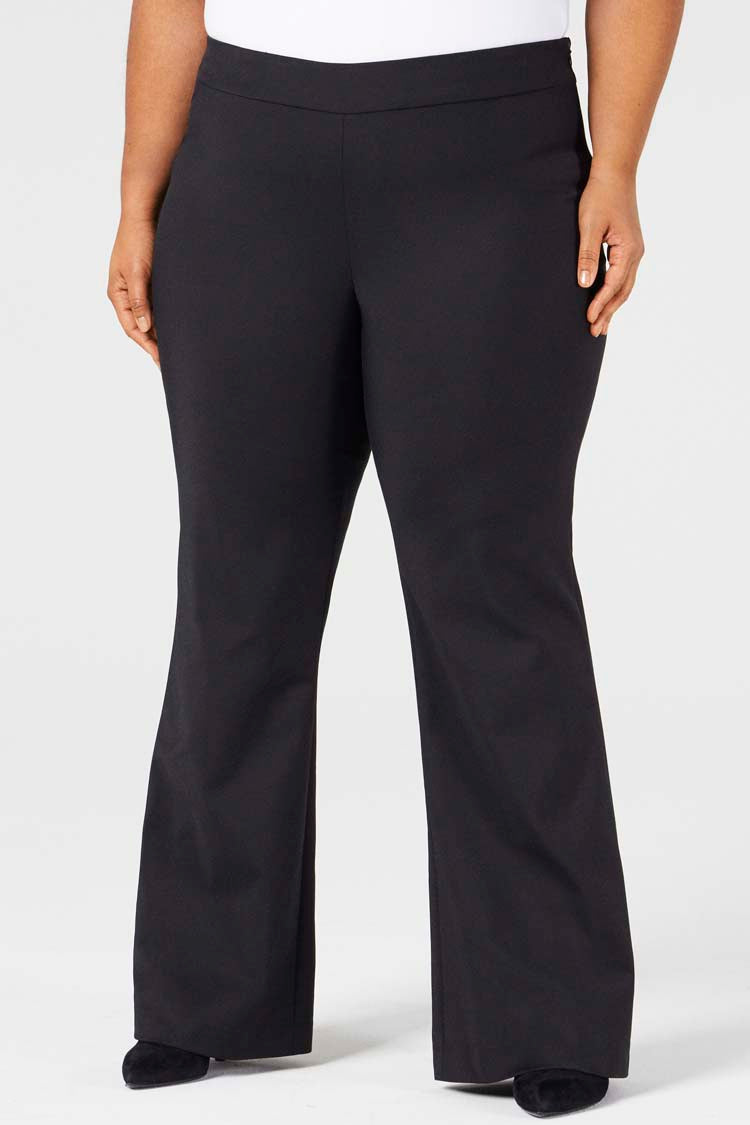 Black | Celene Flare Pants - Shape D - Front View | Model is a Pari Passu Fit D4