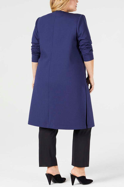 Navy | Paola Coat - One Shape - Rear View | Model is a Pari Passu Fit B wearing size 4