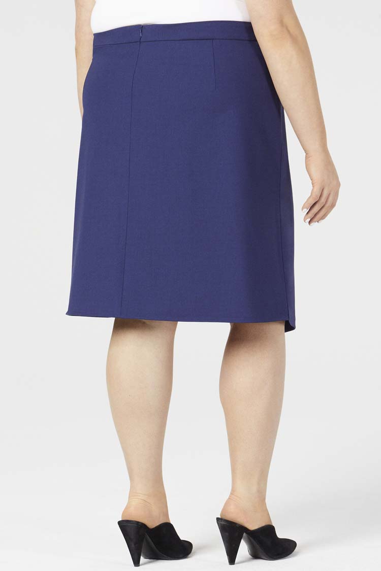 Navy | Orsa Skirt - Shape C - Rear View | Model is a Pari Passu Fit C4