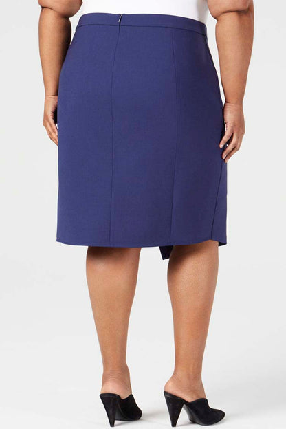 Navy | Orsa Skirt - Shape D - Rear View | Model is a Pari Passu Fit D4