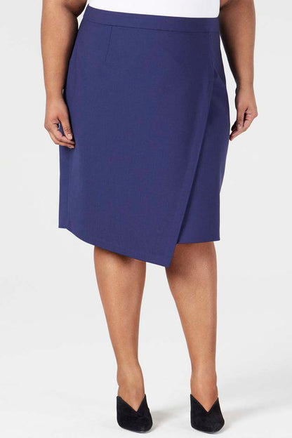 Navy | Orsa Skirt - Shape D - Front View | Model is a Pari Passu Fit D4