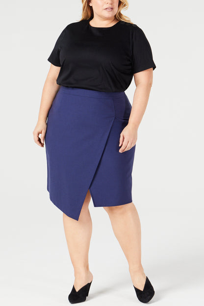 Navy | Orsa Skirt - Shape B - Front View | Model is a Pari Passu Fit B4