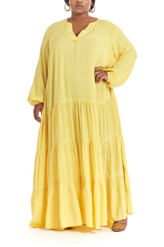 Sunshine | Tiered Maxi Dress - Front View