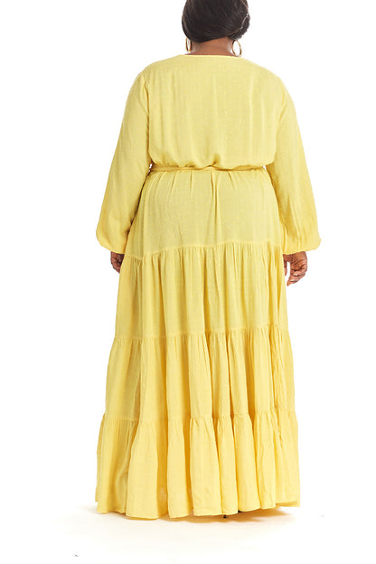 Sunshine | Tiered Maxi Dress - Back View with belt