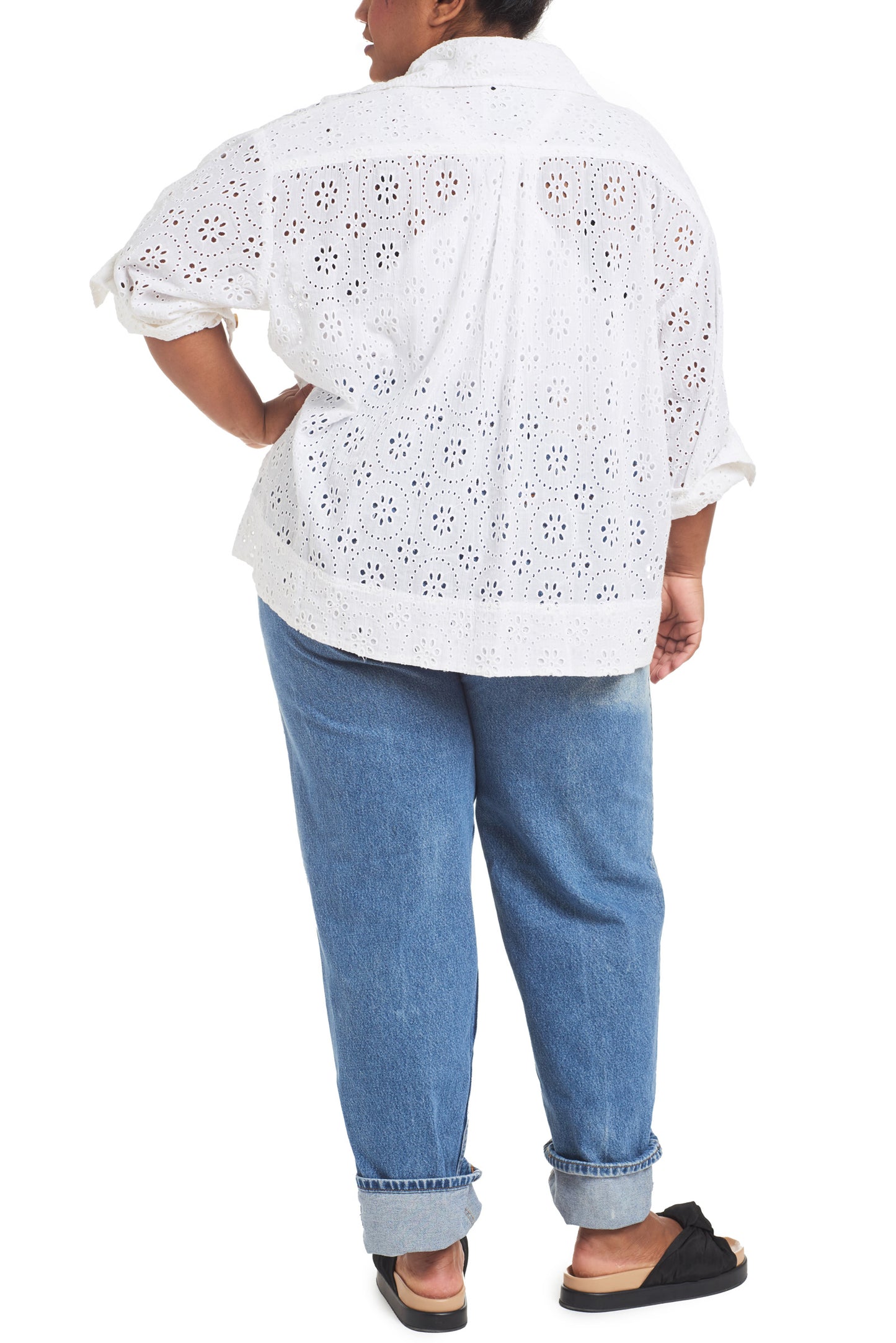 Egret | Eyelet Popover Shirt - Back View