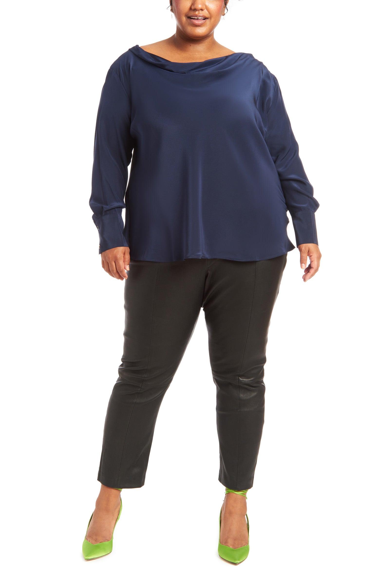 Navy | Poet Bias Top - One Shape - Front View