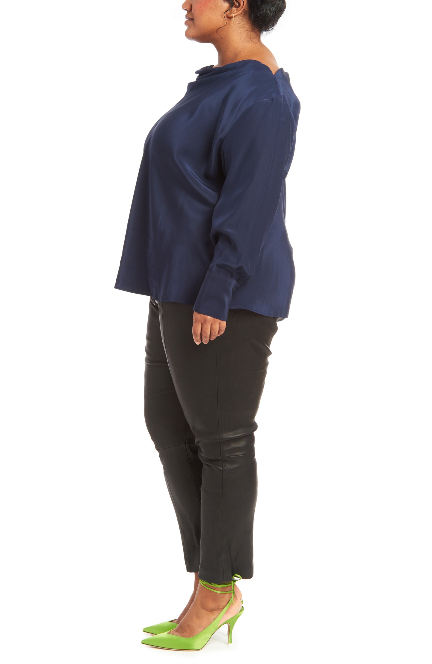 Navy | Poet Bias Top - One Shape - Side View