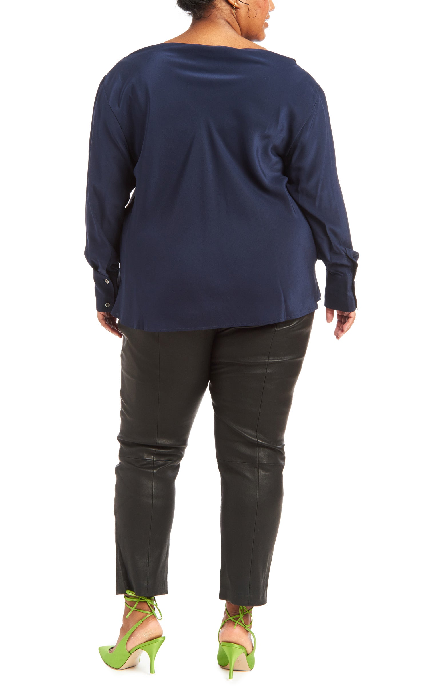 Navy | Poet Bias Top - One Shape - Back View