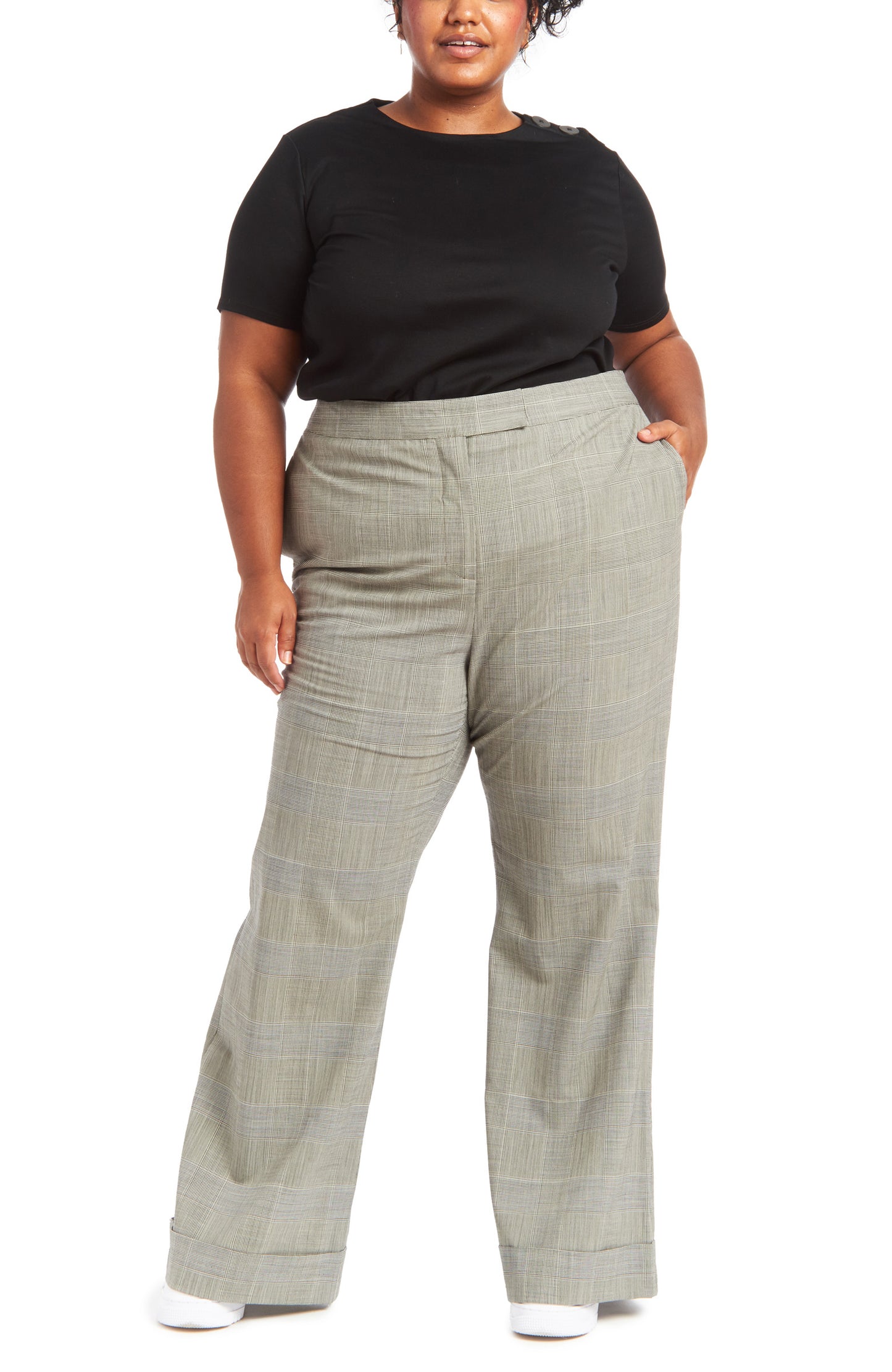Black Multi | Elory Wide Leg Pant - Front View |