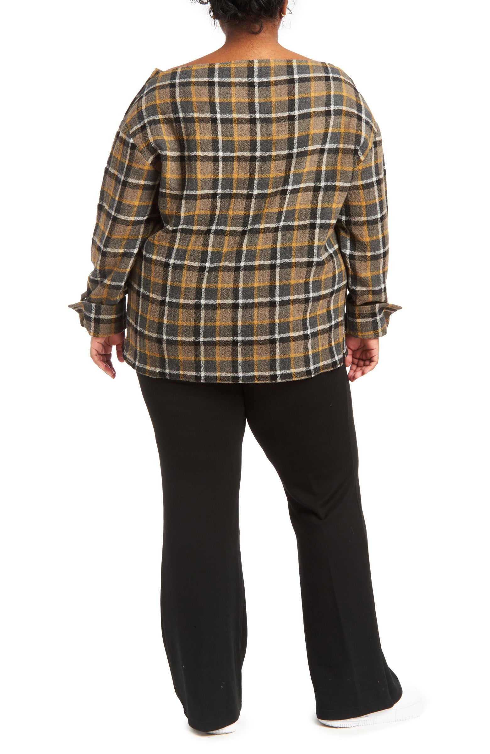 Yellow multi | Lillian Button Shoulder Top - Back View |
