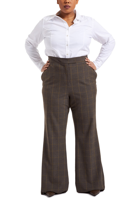 Brown | Dalita pant brown plaid | front