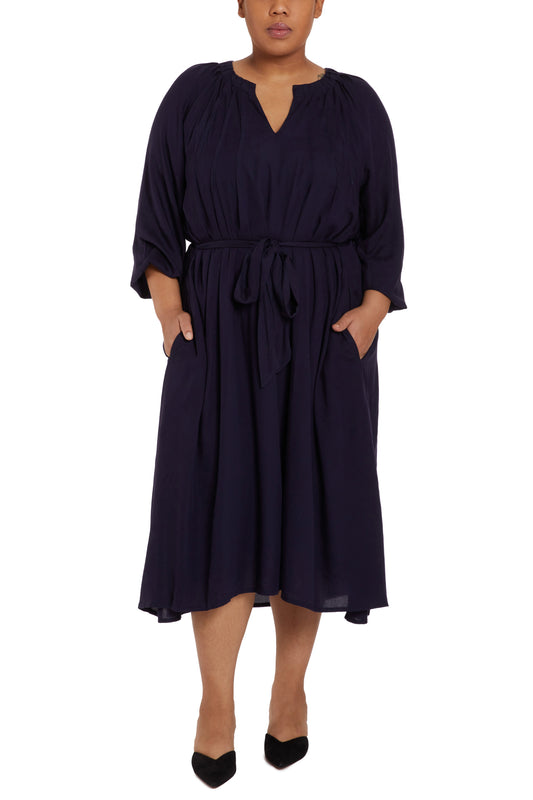 Navy | Lissa Pleat Top Dress | front