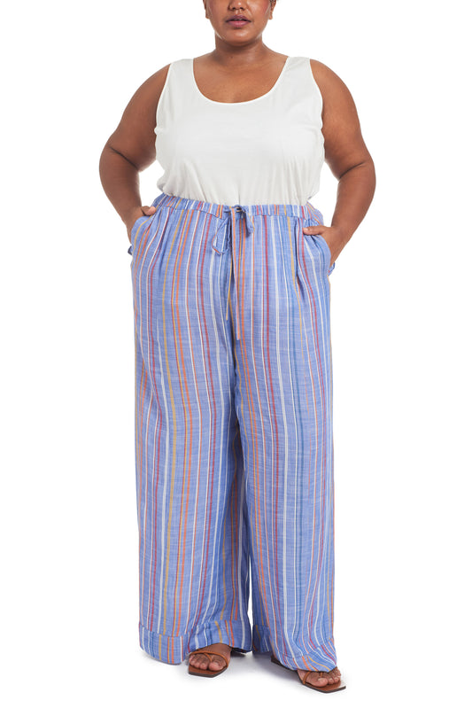 Blue Multi | Andy Striped Pajama Pants | front