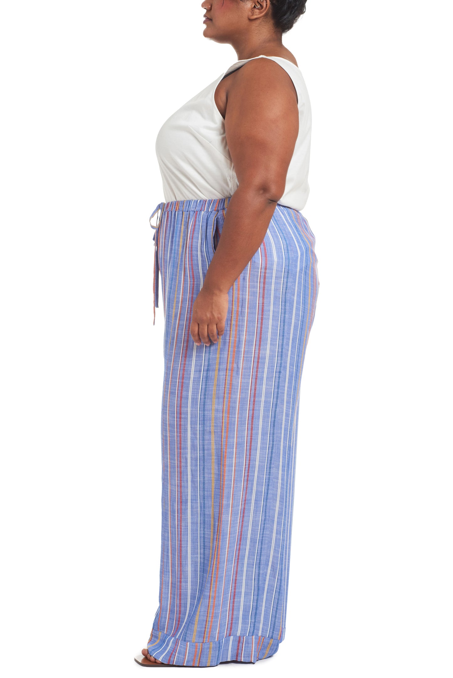 Blue Multi | Andy Striped Pajama Pants | side
