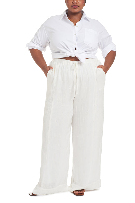 White | Andy Slub Gauze Pajama Pant | front