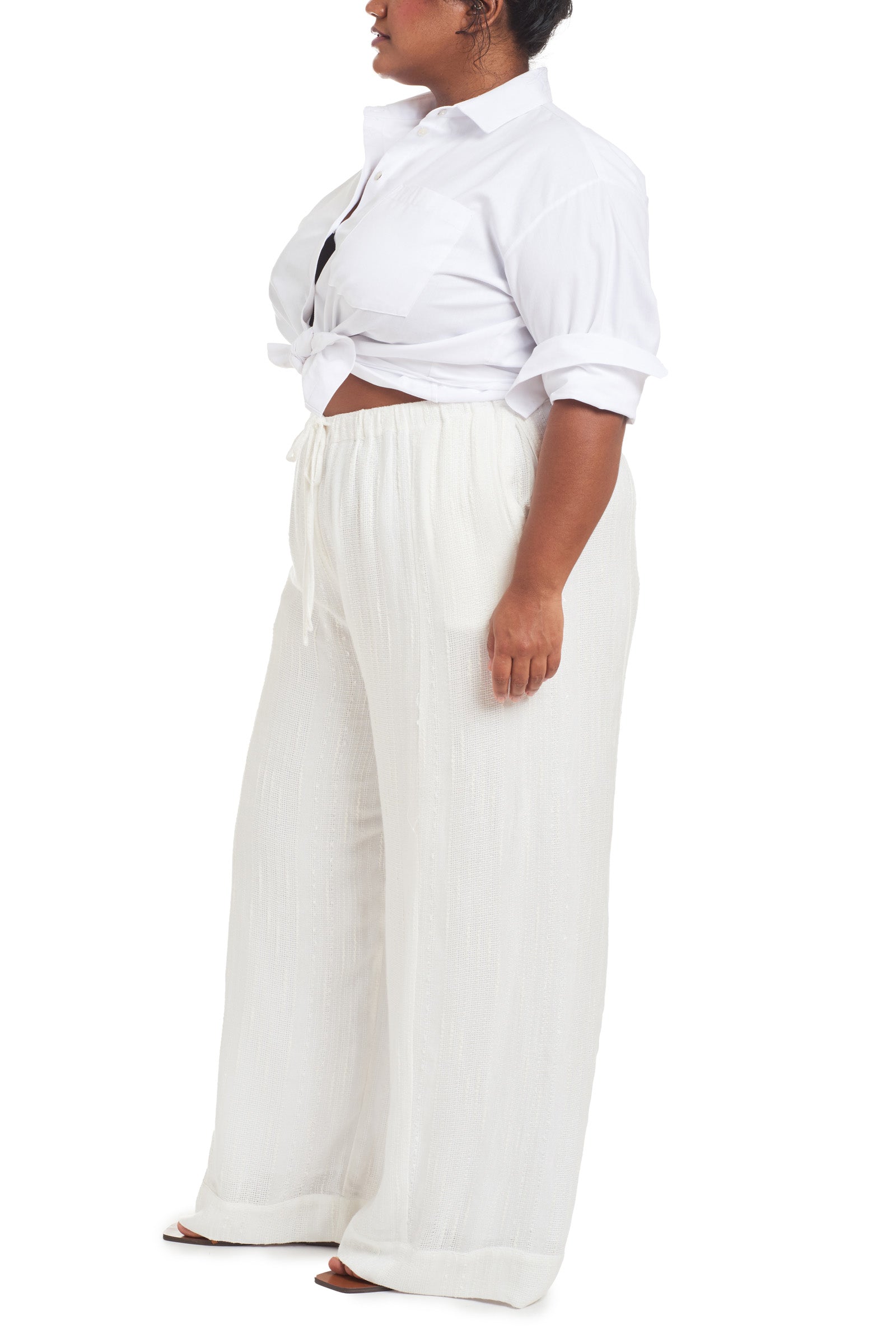 White | Andy Slub Gauze Pajama Pant | side