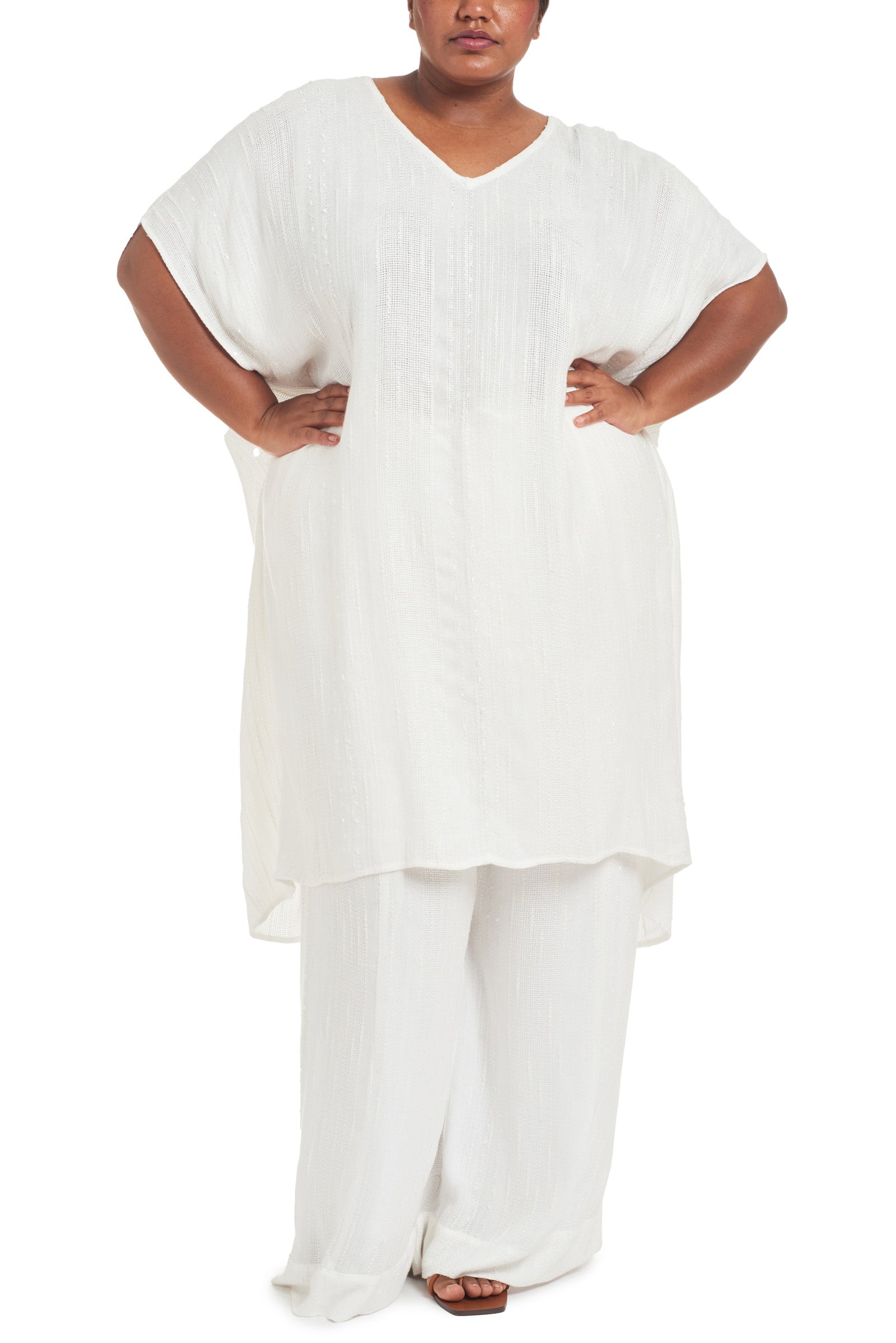 White | Annie Slub Gauze Tunic | front