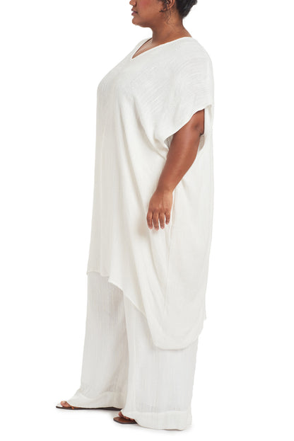 White | Annie Slub Gauze Tunic | side