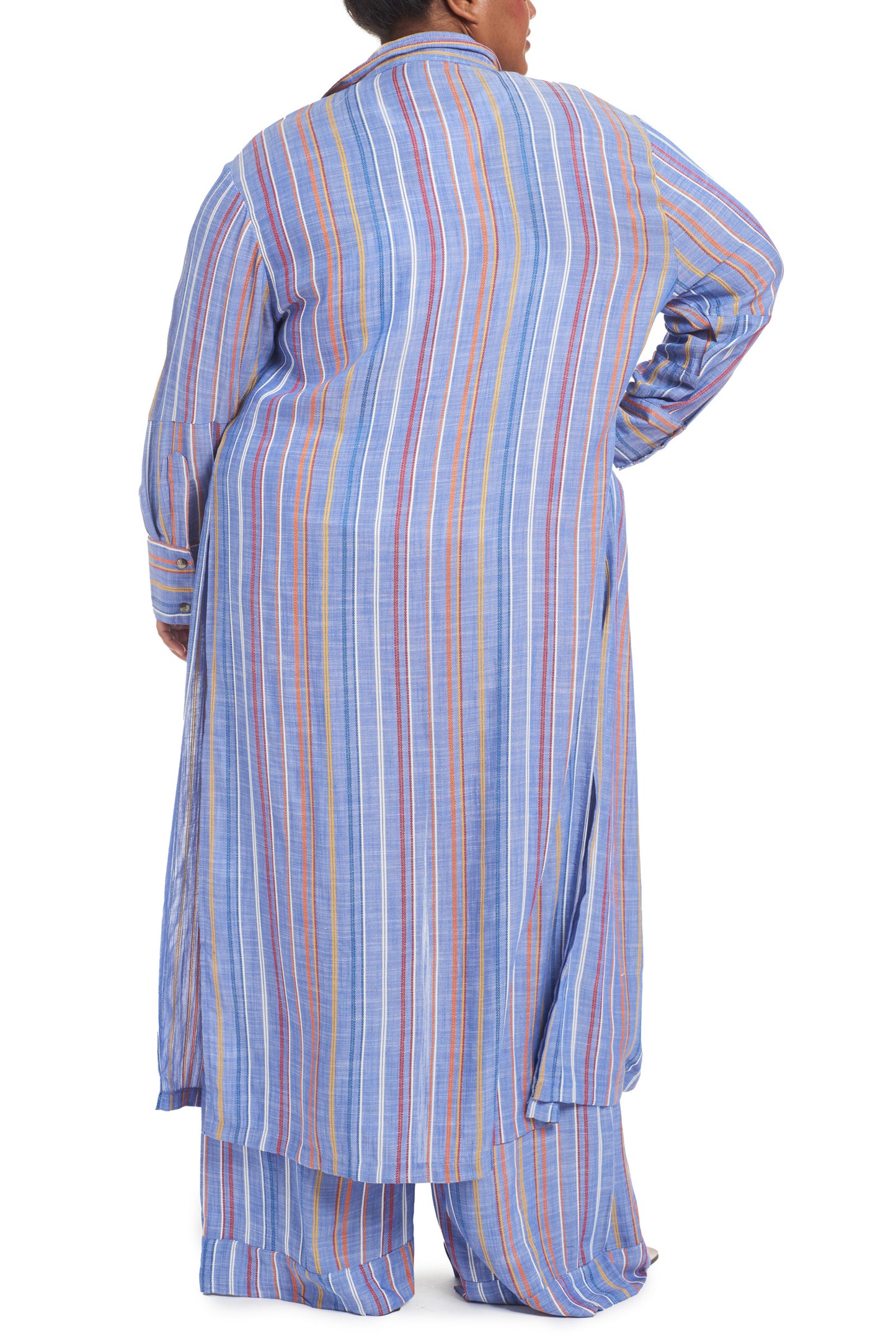 Blue Multi | Annie Striped Button Front Tunic | back