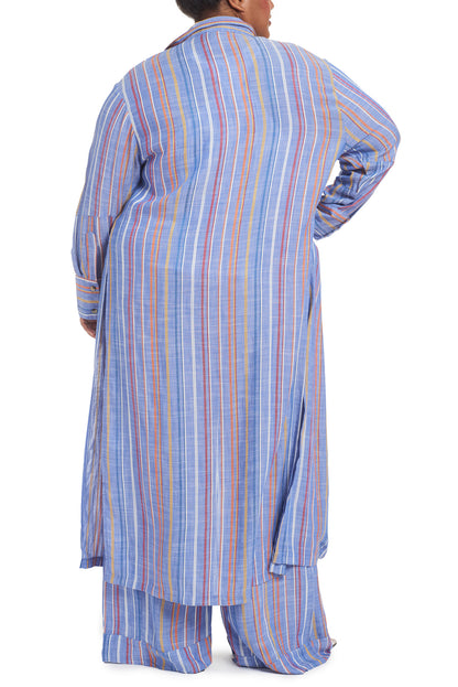 Blue Multi | Annie Striped Button Front Tunic | back