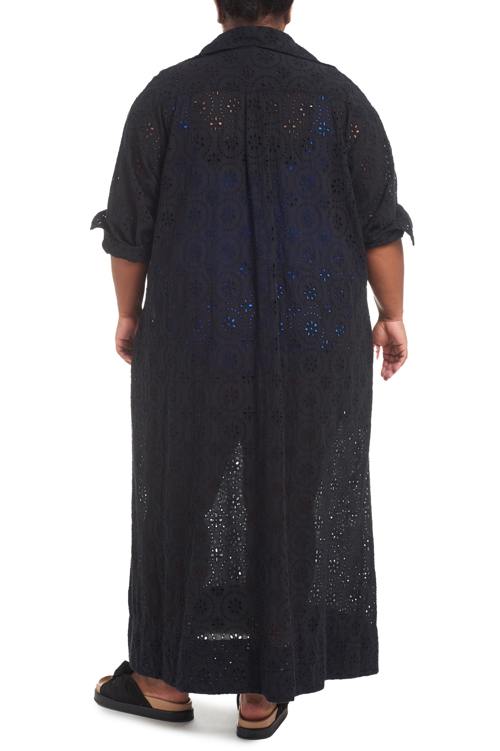 Black | eyelet maxi dress | back