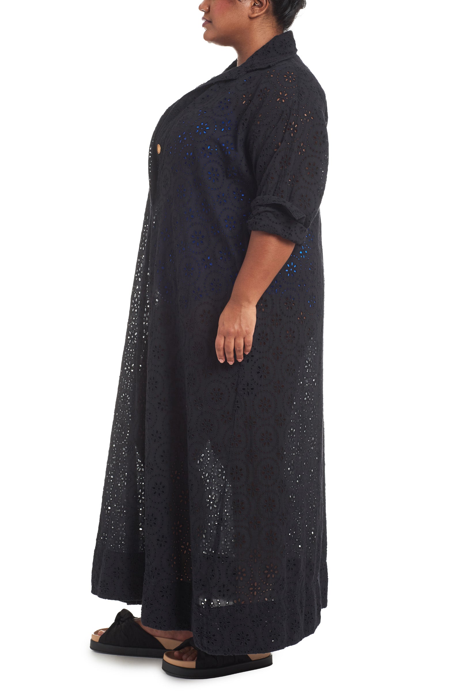 Black | eyelet maxi dress | side